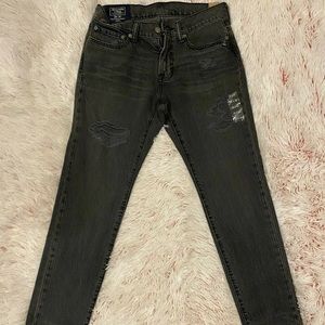 A&F Men's Skinny Stretch Jeans Gray Ripped 28 X 30